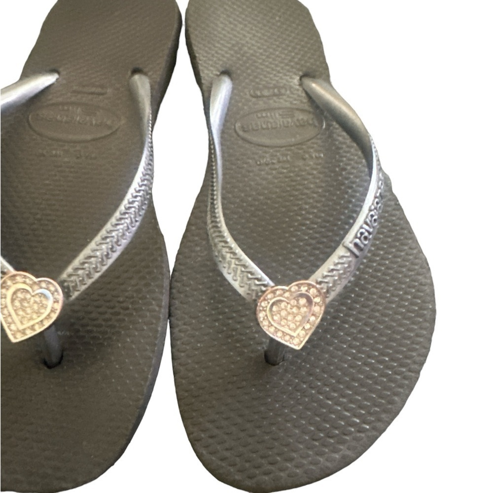 Tan Havaianas Slim with Heart Rhinestone black 6 - Picture 2 of 4